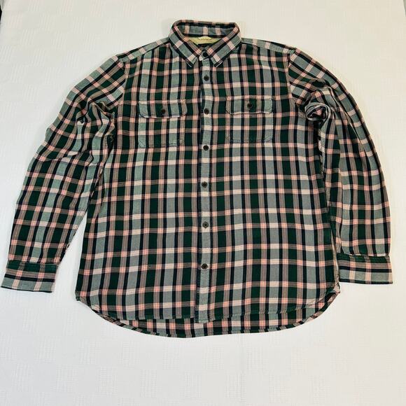 Womens Large Flannel Shirt Gap + Pendleton Deep Hunter Green Orange 100% Cotton - Picture 3 of 11